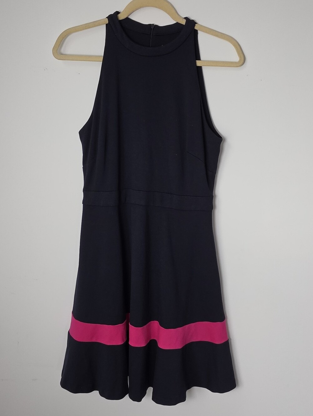 Eliza J. Sleeveless Navy Fit-and-Flare Dress with Pink Band - Picture 2 of 9